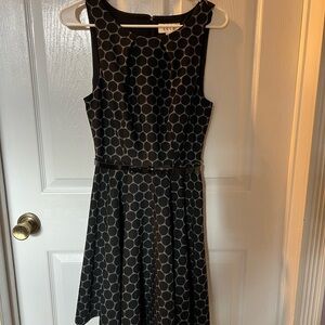 Elle Black and Gray Geometric Midi Dress